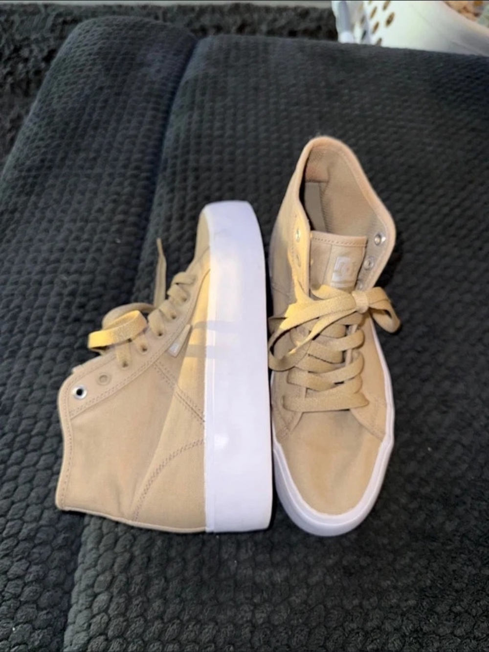 DC Women's High-Top Sneakers in Beige with White Sole